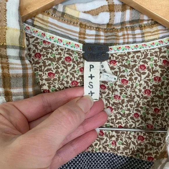 Free People Plaid western boho Button Down Size SP - Picture 4 of 8